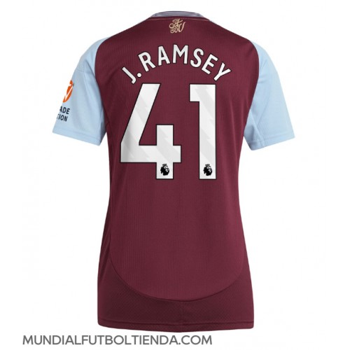 Camiseta Aston Villa Jacob Ramsey #41 Primera Equipación Replica 2024-25 para mujer mangas cortas